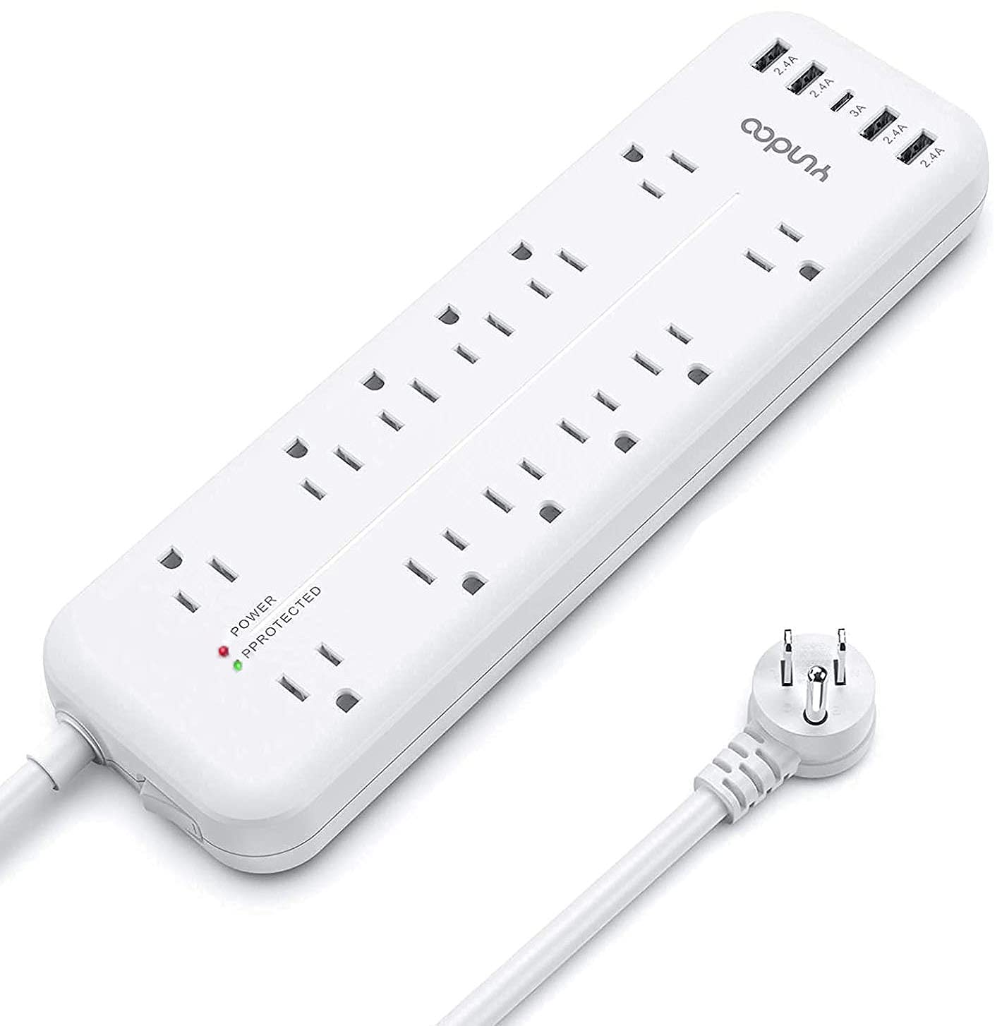 Buy Power Strip Surge Protector with Fast Charging USB A&TypeC Ports,6