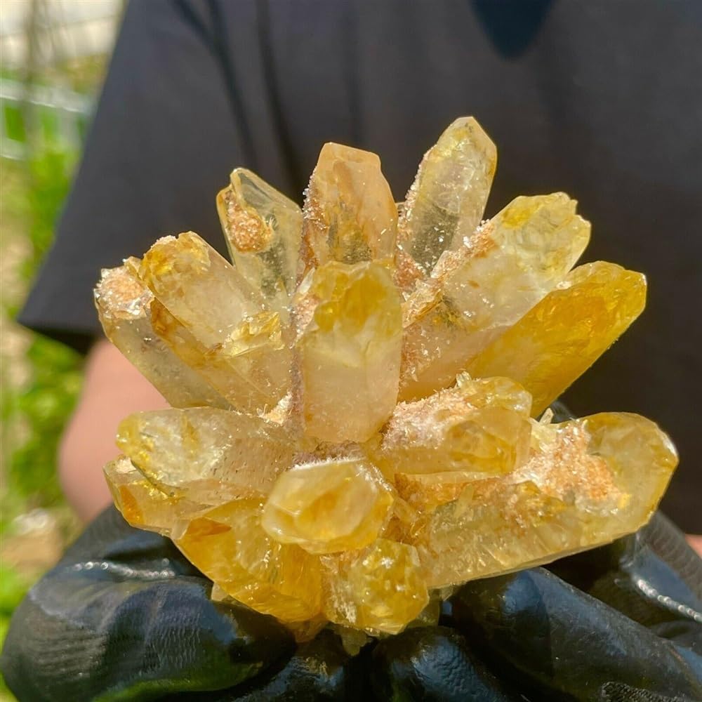 AUOQKQUT Yellow Phantom Crystal Cluster Decorative (Size : 400-450g)