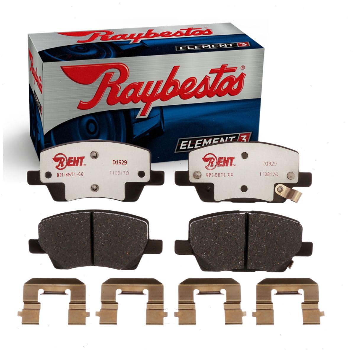 Raybestos Premium Element3 EHT™ Replacement Front/Rear Brake Pad Set for Select 2018 Chevrolet Sonic and Front Brake Pad Set for 2019-2020 Chevrolet Sonic Model Years (EHT1929H)