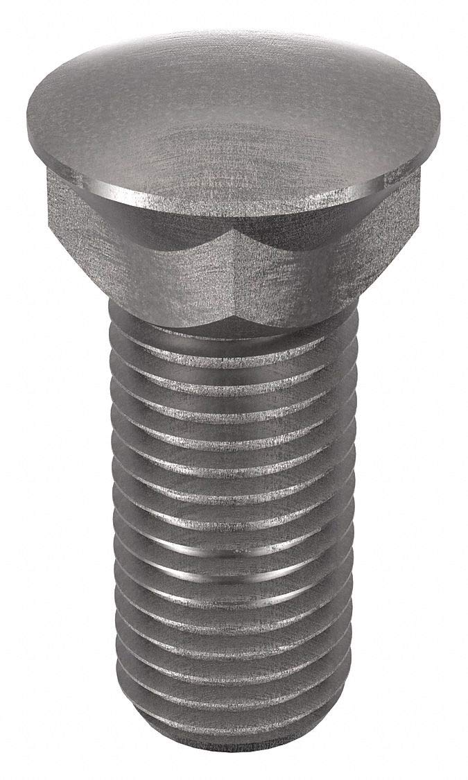 1Inch-8 Alloy Steel Square Neck Plow Bolt, 2 3/4 Inl, 5 Pk, Grade 8, Plain Finish,20400007360