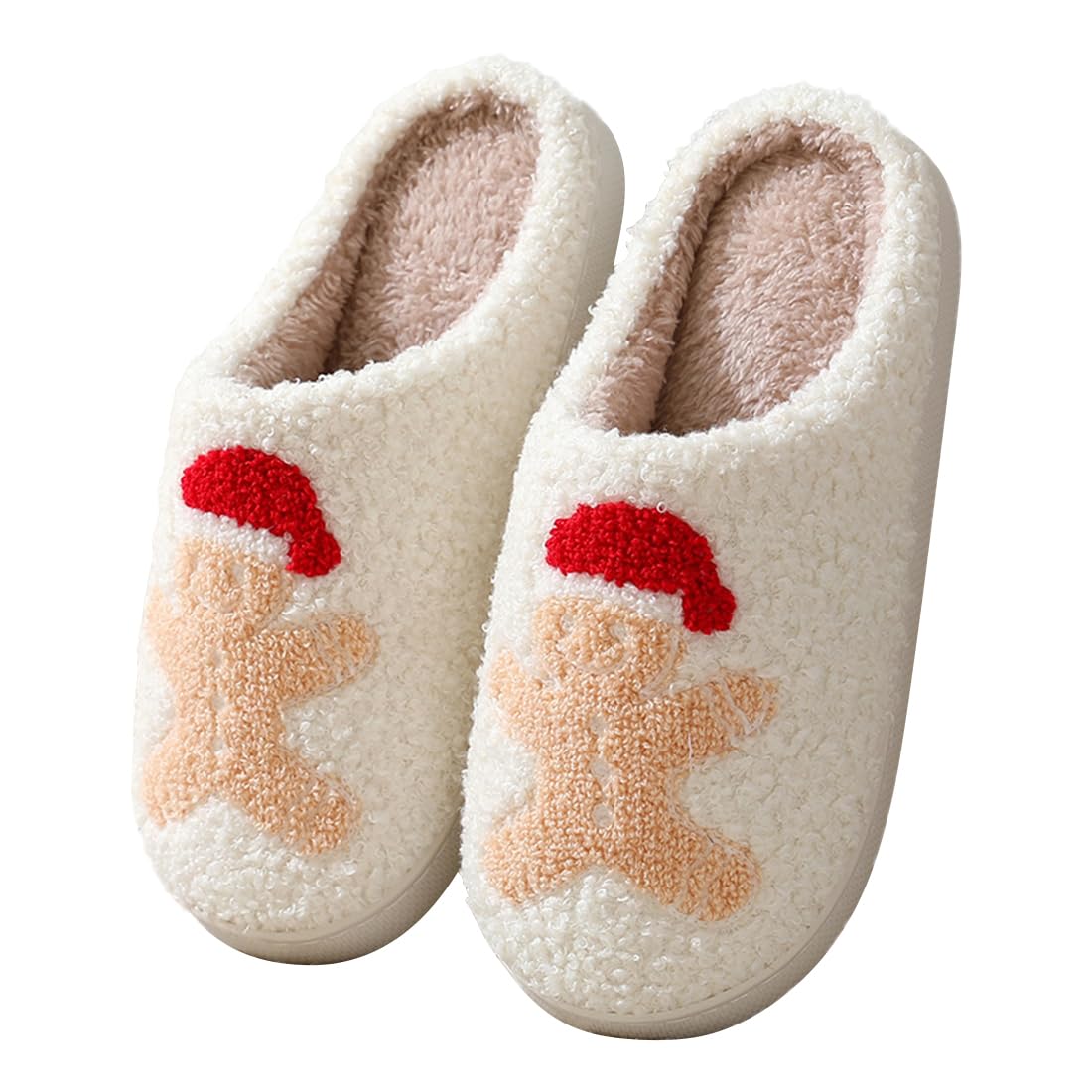DOUUCOChristmas Slippers Fluffy Slippers for Women Men Warm Cozy Plush Slipper with Memory Foam Slide on House Slipper Soft Non-Slip Indoor Outdoor