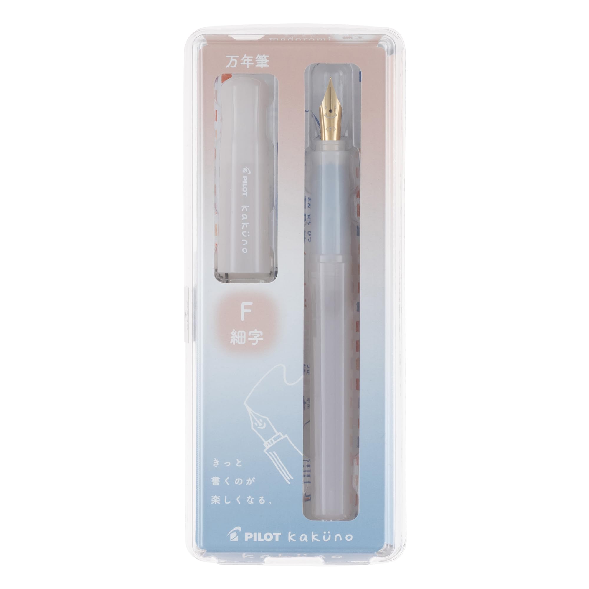 Pilot Kakuno Madoromi Color Fountain Pen Fine Nib Cream Gold Tip Japan