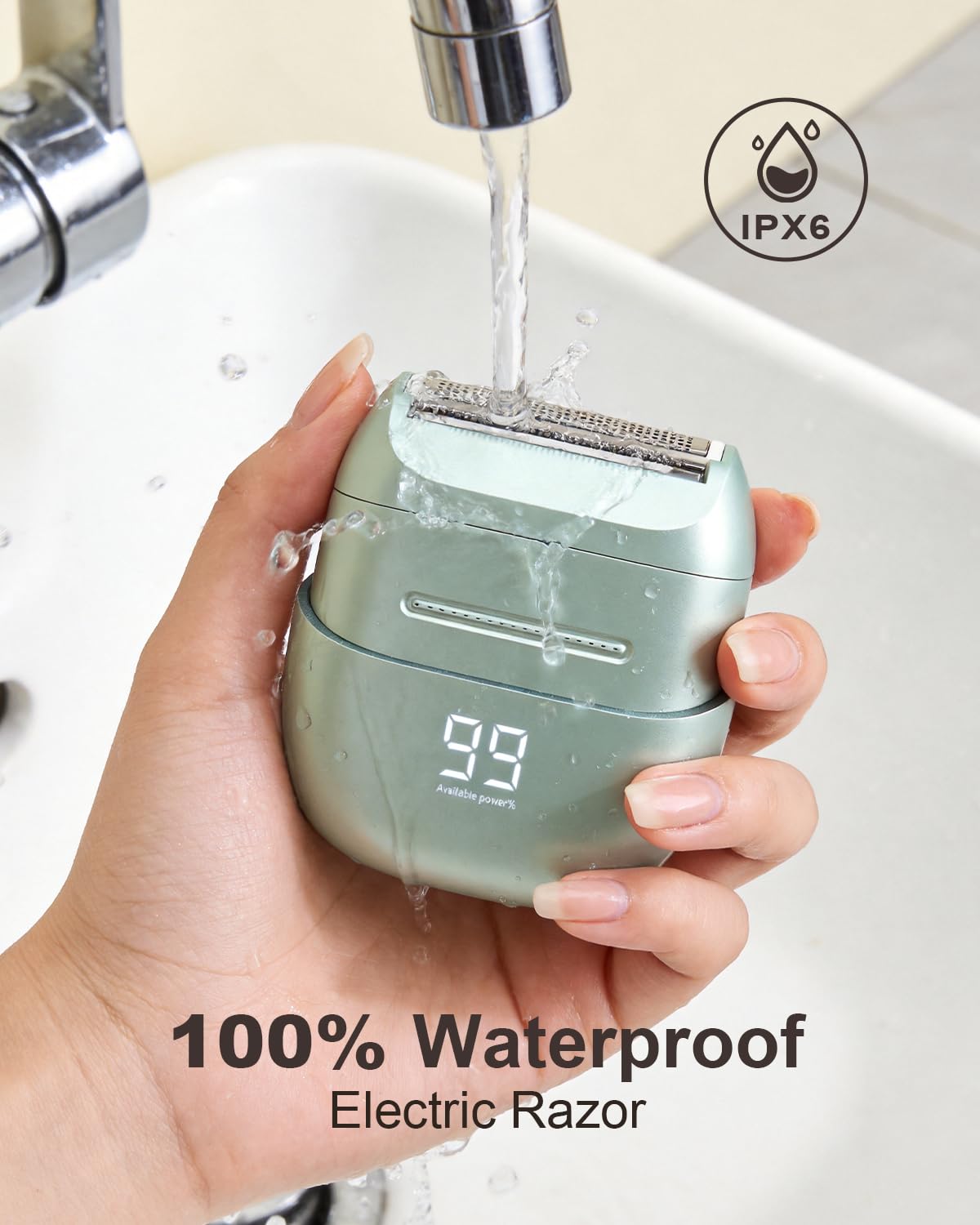 Mini rasoio elettrico da donna, impermeabile, senza fili, per depilazione, gambe, viso, corpo, bikini, pelle sensibile, per ragazze adolescenti (verde, alla moda)