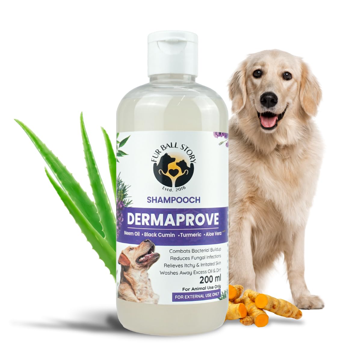 FUR BALL STORY Dermaprove Dog Shampoo Antifungal & Antibacterial Gentle Cleanser for Itch Relief | Supports Sensitive Skin Care | Helps Maintain Skin Hygiene | 300 ml