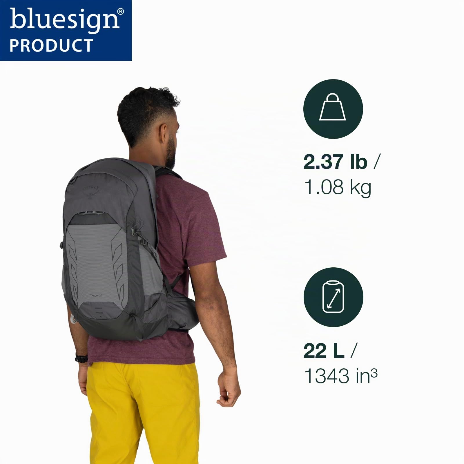 Osprey Talon 22L - Zaino da trekking leggero da uomo, con cinghia lombare