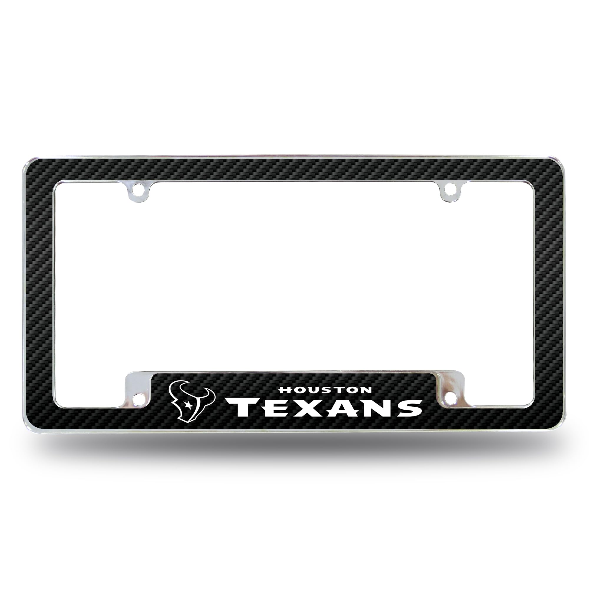 Rico Industries NFL Houston Texans Black 12" x 6" Chrome All Over Automotive License Plate Frame for Car/Truck/SUV
