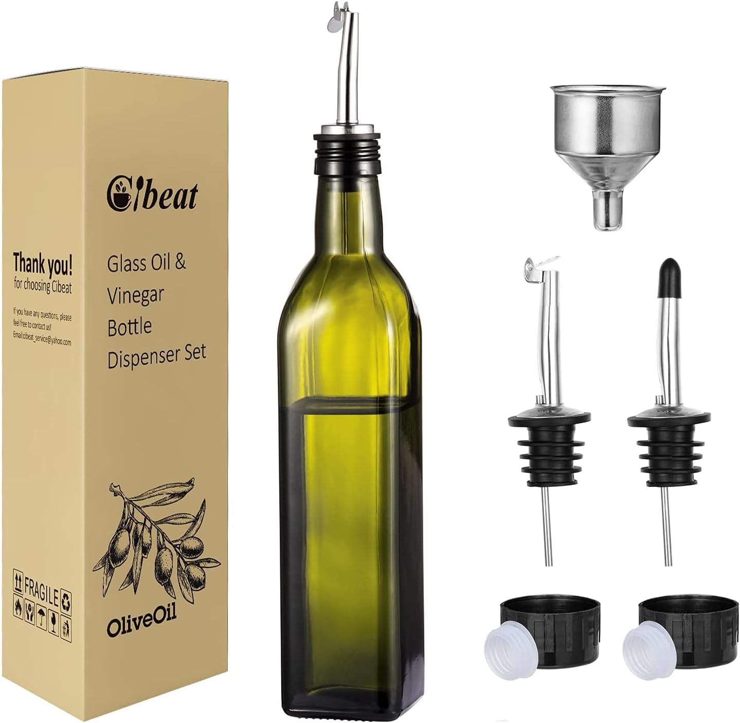 Cibeat 17oz Glass Olive Oil Dispenser Bottle 500ml Oil