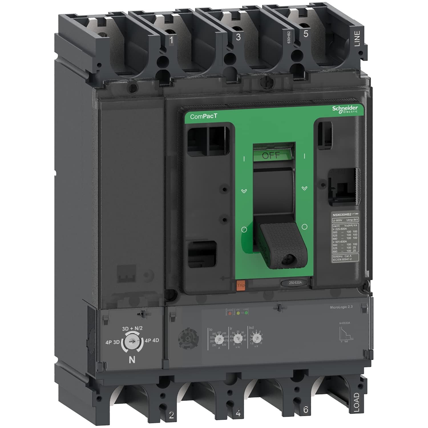 Disyuntor de carcasa moldeada ComPacT NSX630F con - Disyuntor 630A