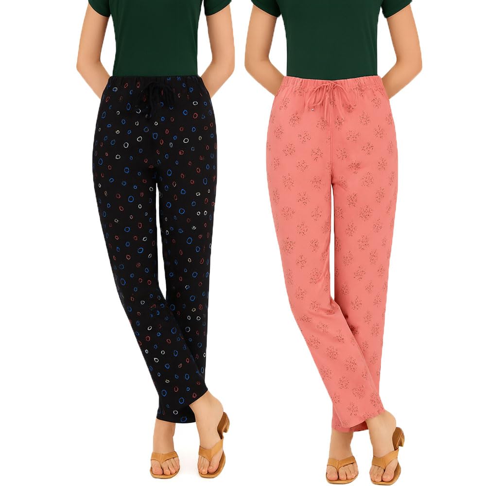 brand flex Women's Printed Cotton Pyjamas for Girls Black, Pink 2Pack-picture-39