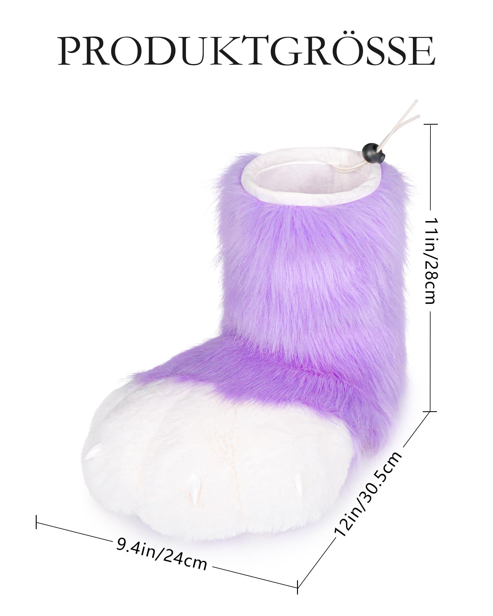 Cosplay Tierkatze Kunststoffkrallen für Fursuit Füße Pfotenschuhe Pelzige Pfotenpantoffeln Erwachsene Kostüm Zubehör Set (Purple)