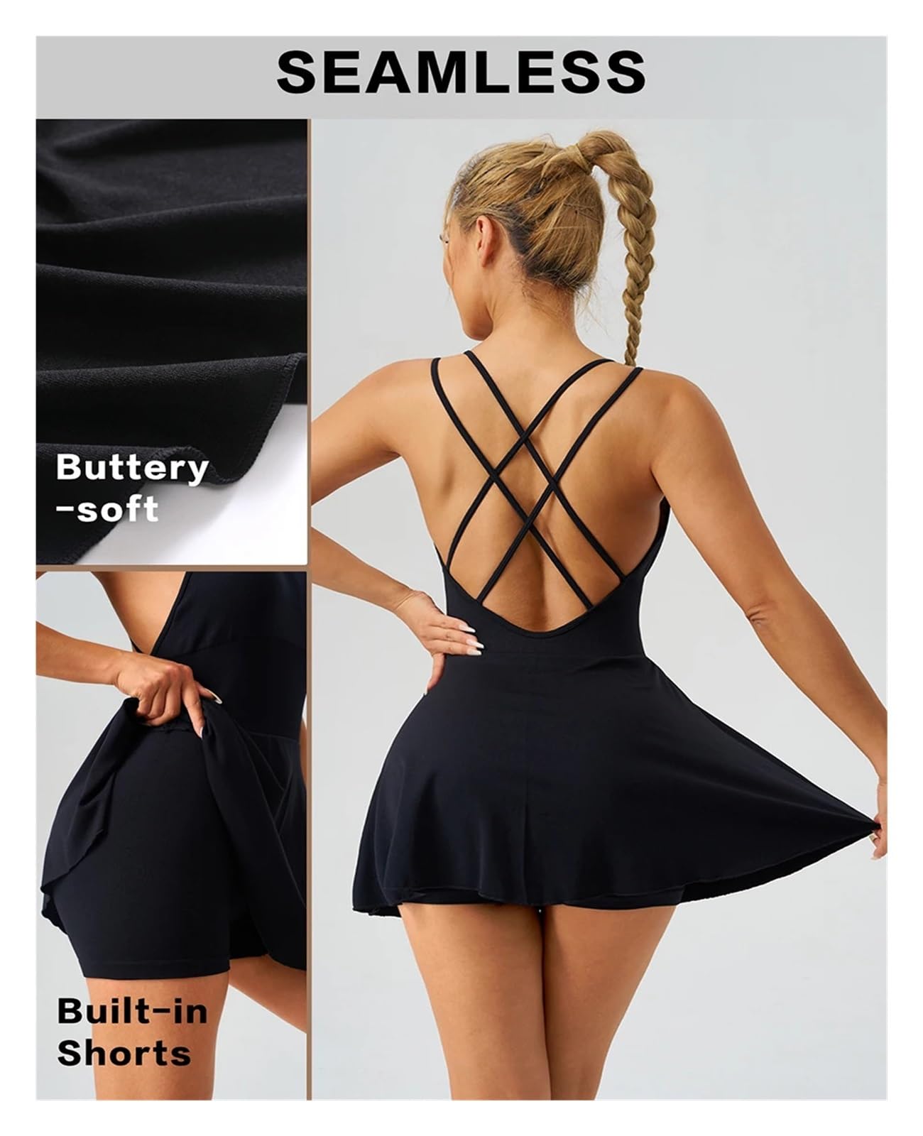 Sportkleid Sommer Tennis Wear Damen Kleider Sportswear Frau Gym BH Jumpsuit Shorts Leggings