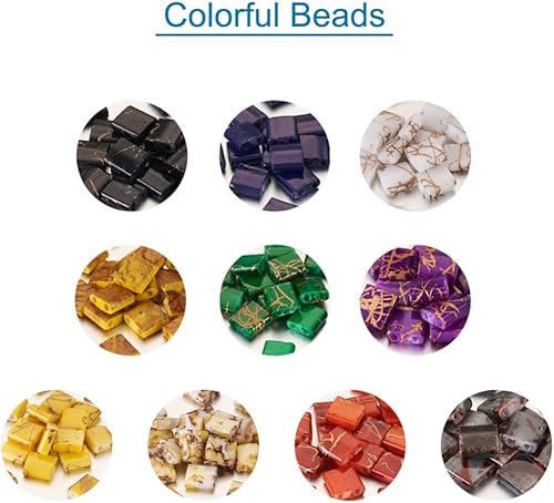Miniatura 2 de Beadthoven - 200 cuentas de azulejos de tila con purpurina, cuentas de semillas de vidrio de 2 agujeros, cuentas cuadradas planas opacas, cuentas de