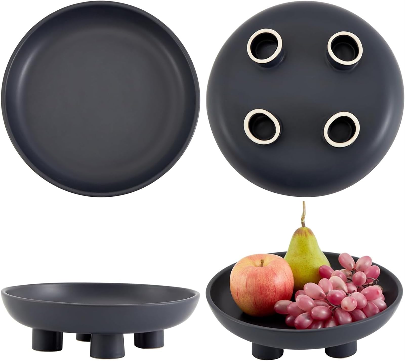 Miska na Owoce, Dekoracja Stołu Ceramiczna Miska Na Owoce Na Blat Kuchenny, Dekoracyjna Miska Na Blat Stołu Na Przekąski Z Pieczywa Owocowego Kosz na Warzywa(Black)