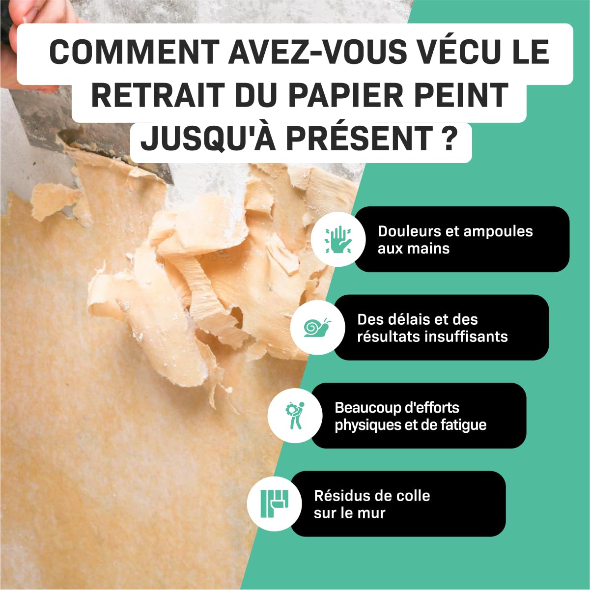 VONROC Décolleuse Papier Peint 2300 W – Réservoir 4,5 L – Tuyau 4 m – Spatule Incluse – Plaque Vapeur Standard et Compacte – Indicateur de Niveau d’Eau – Decolleuse Rénovation Murale Papier Chambre