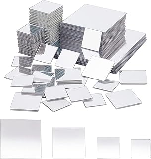 PH PandaHall 100pcs Mirror Tiles Self Adhesive Mini Mirror Acrylic Square Square Wall Sticker Decorative Mosaic Tile Wall Sticker Peel Off Bathroom 20.5-75x20.5x0.8-1.5mm