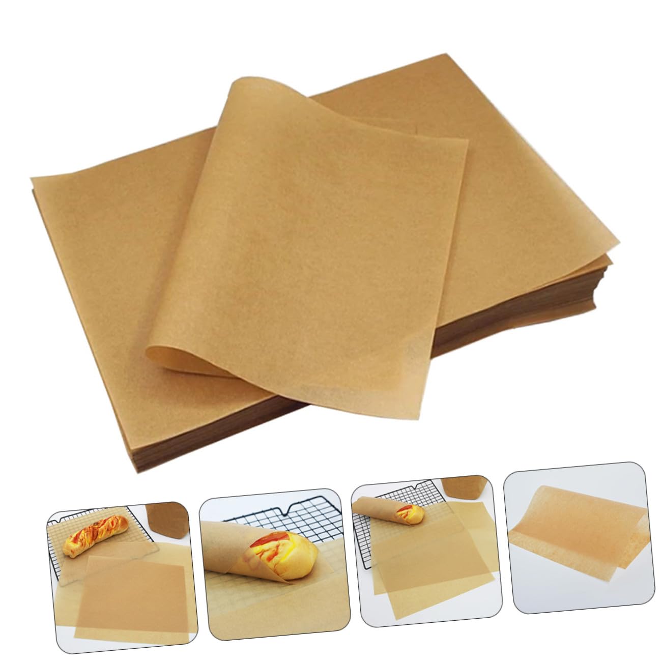 POPETPOP 100pièces Papier Sulfurisé Antiadhésif Prédécoupées Pour Cuisson Résistant à Hautes Températures Jusqu Pour Viennoiseries Et Gâteaux