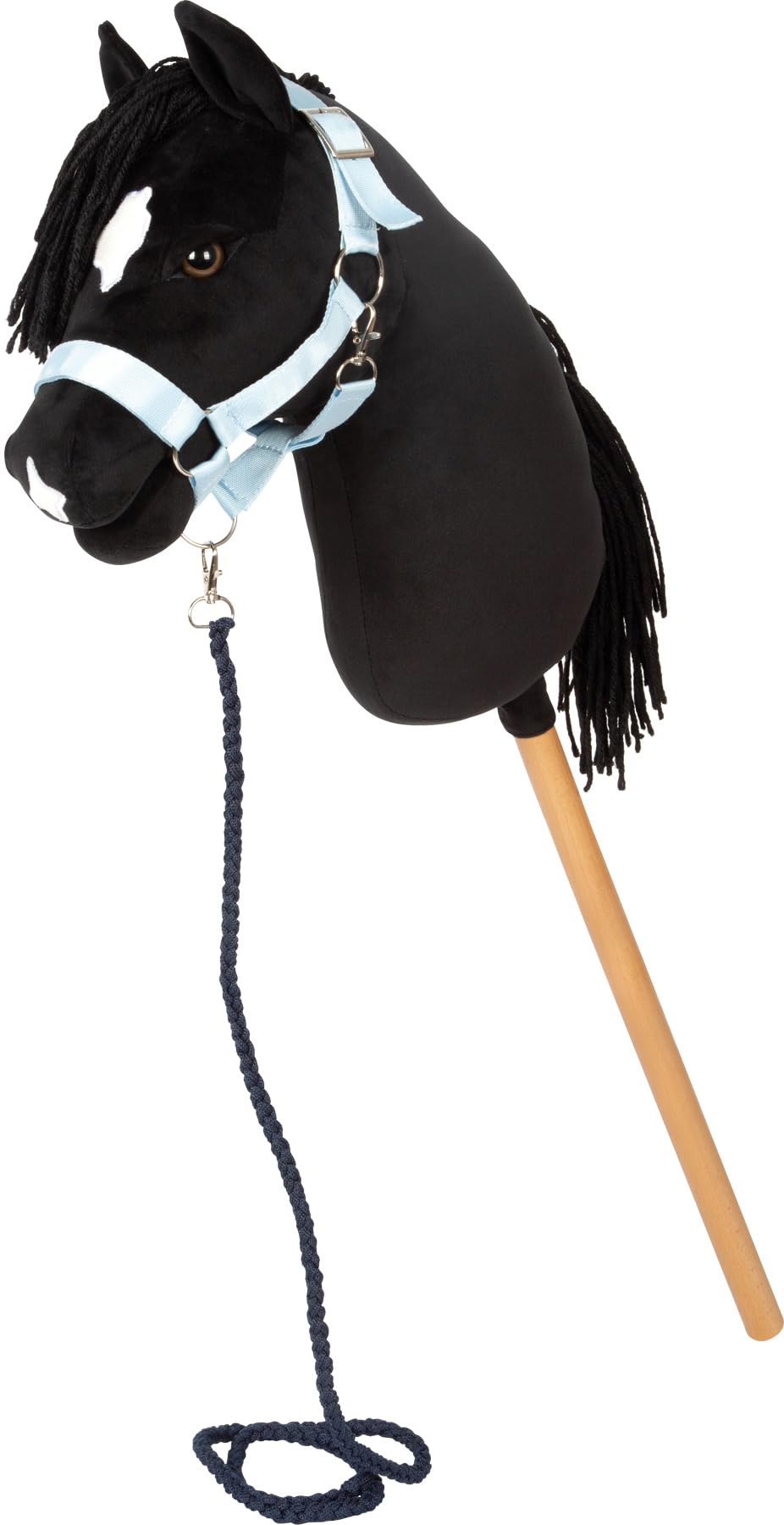 small Foot Hobby Horse schwarz „Eddie“, Steckenpferd mit abnehmbaren Holzstab und frisierbarer Mähne, inkl. Halfter, Trense & Führstrick, für Kinder ab 3 Jahren, 12716