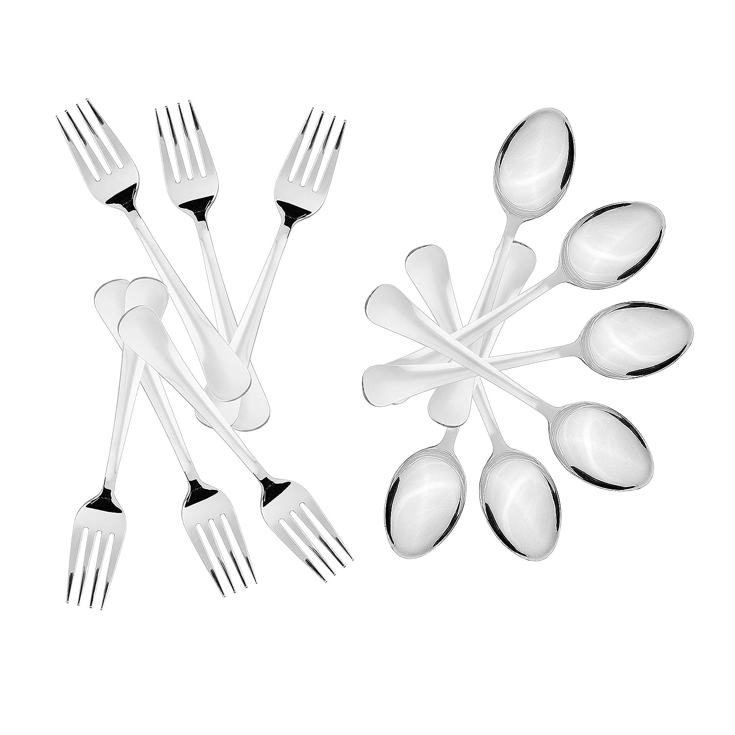 Stainless Steel Fork and Spoon Set of 12 Mirror Polishing Cutlery Set Silverware Forks & Spoons Dishwasher Safe Dining Table Accessories for Home Kitchen & Restaurant (Spoons & Forks Set of 12) - Image 3