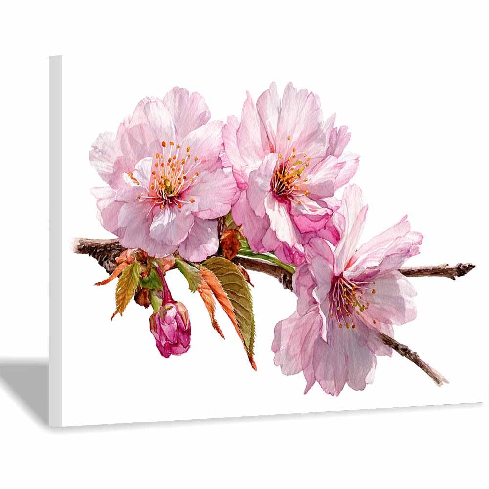 ZAMAEIU Landscape Pictures For Wall Branch-painted bloomss art prints and posters, Suitable for Living Room Bedroom Decor apartment Wall Decoration(pink)-60x90cm Framed