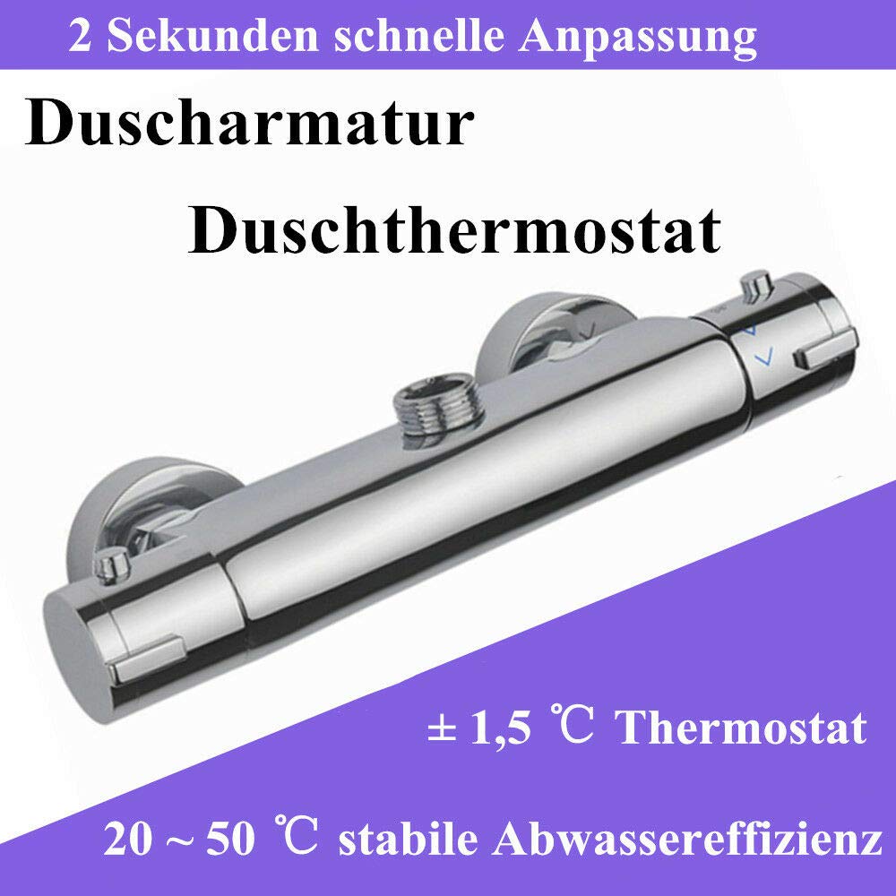 Grifo mezclador para bañera con termostato G3/4, con botón de seguridad de 38 °C, protección contra quemaduras, 20-50 °C