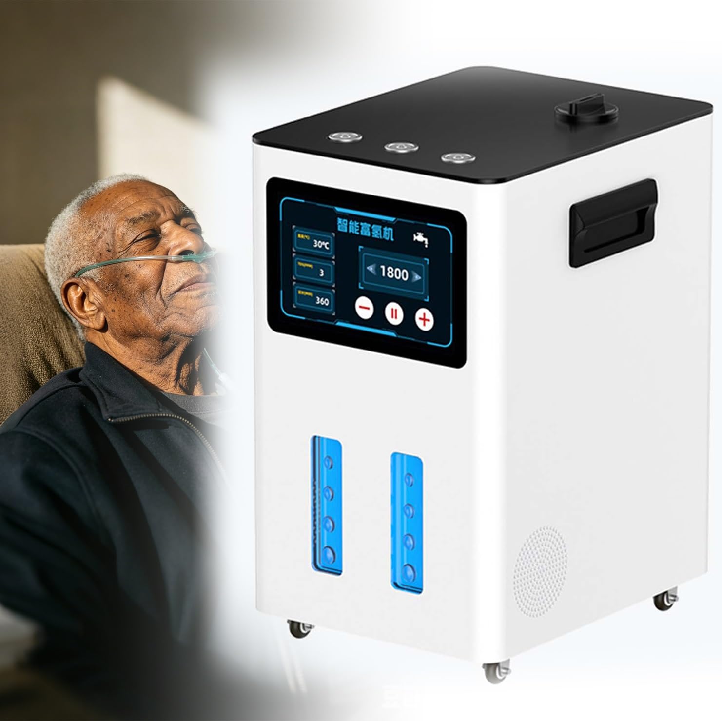 Generador de Hidrógeno Puro al 99.99%, Inhalador H2 Ultra Silencioso ((3000ml/min)
