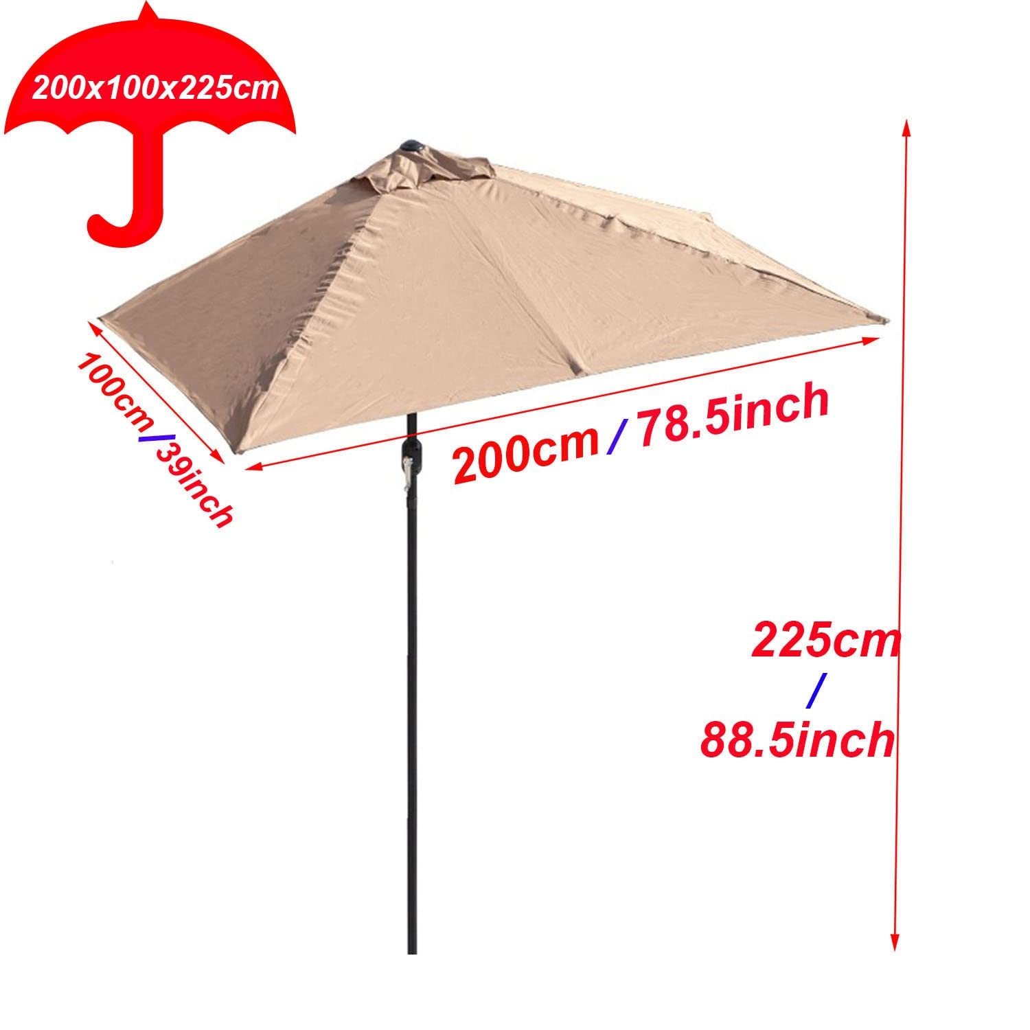 Półparasol balkonowy 2 m / 2,5 m do małych przestrzeni, solidny parasol ogrodowy na ścianę ganek, system korby okiennej w zestawie
