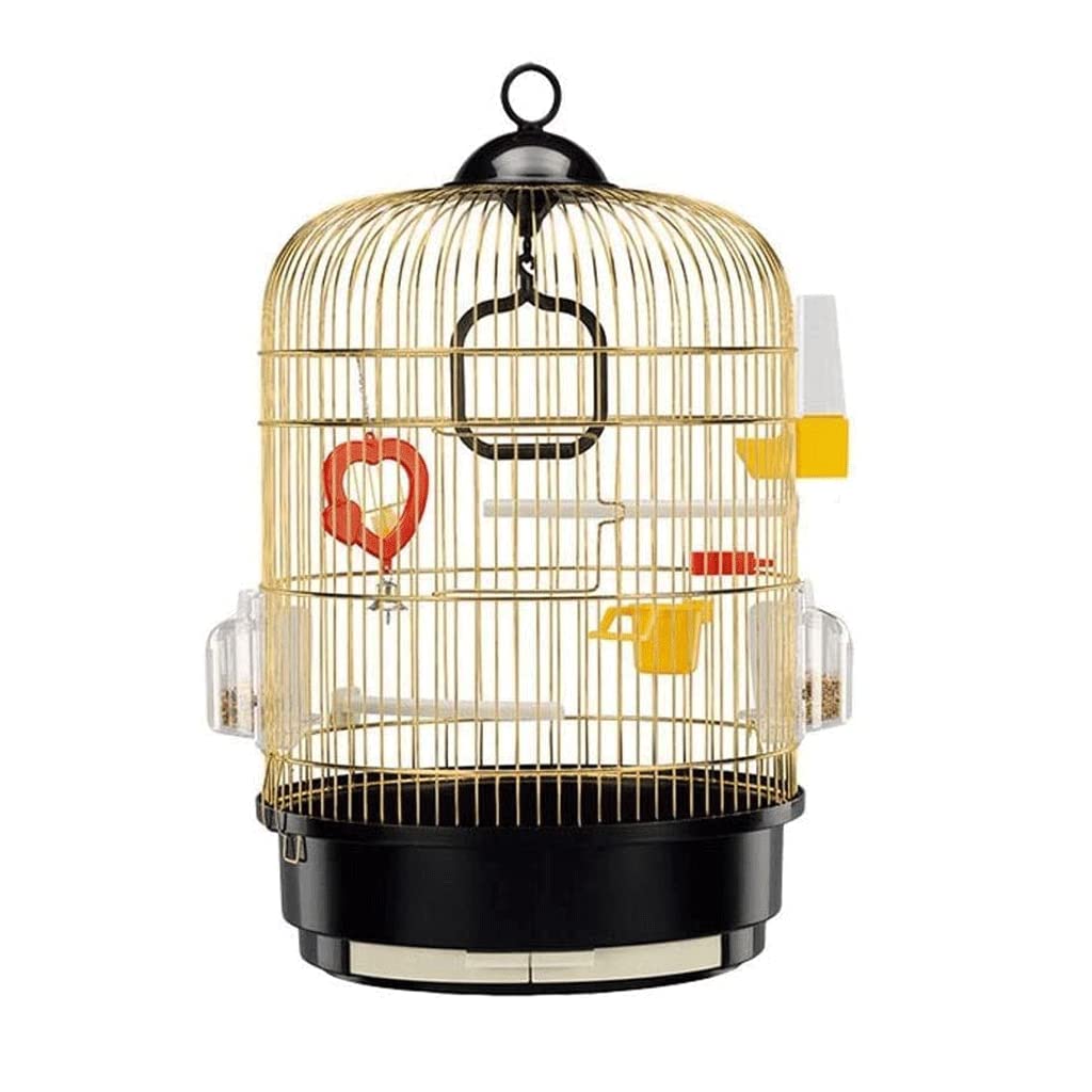 HTTGDGDH Round Birdcages Wrought Iron Birdcage High Capacity Bird Carriers Gold Bird House Carrier Bird Large Pet Products Flight Cage,
