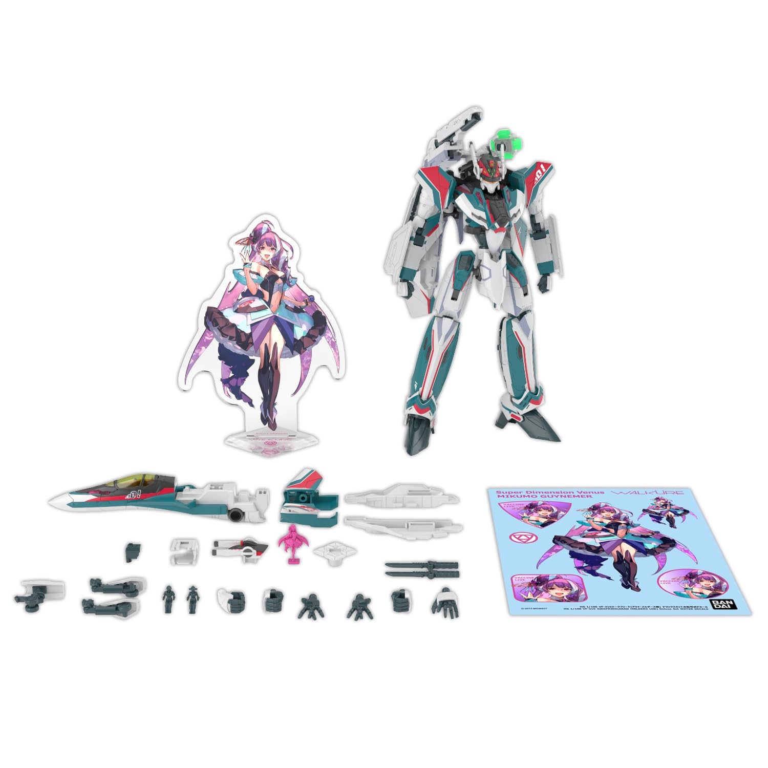 Bandai Spirits Molded Color Hg Macross Delta Vf-31S Siegfried (Aarado Melders) Deluxe Set, 1/100 Scale Plastic, Color-Coded Plastic Model