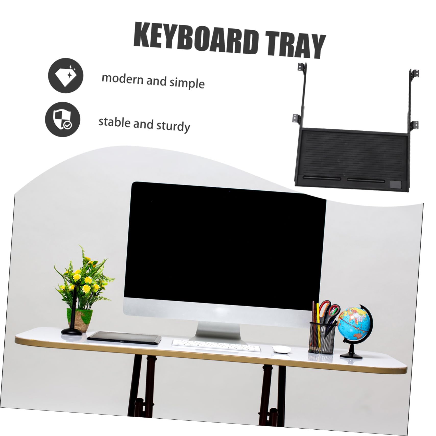 Bandeja deslizante para teclado con rieles de acero, almacenamiento de escritorio de oficina y nización de computadora, cajón ajustable para teclado para eficiencia ergonómica del espacio de trabajo