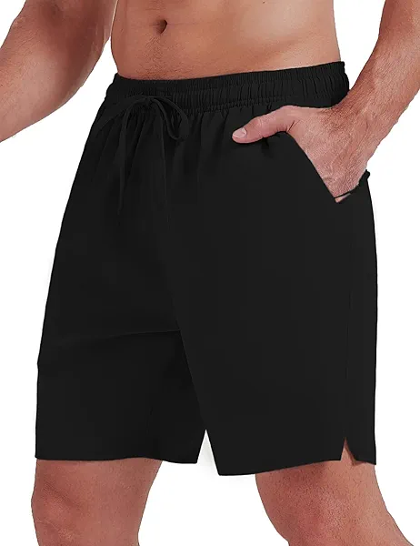 Blokehoway Men's Gym Shorts Quick Dry Workout Shorts for Men 7 Inches Lightweight Athletics Shorts with Zipper Pockets