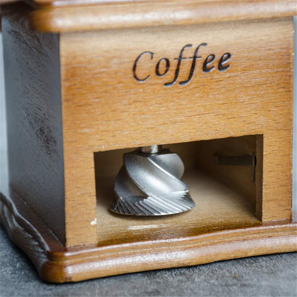LBCD Macinino manuale per caffè o spezie, in legno, stile retrò, classico, regolabile, in ceramica, conico, portatile, con pennello, idea regalo, casa, ufficio, viaggi, campeggio