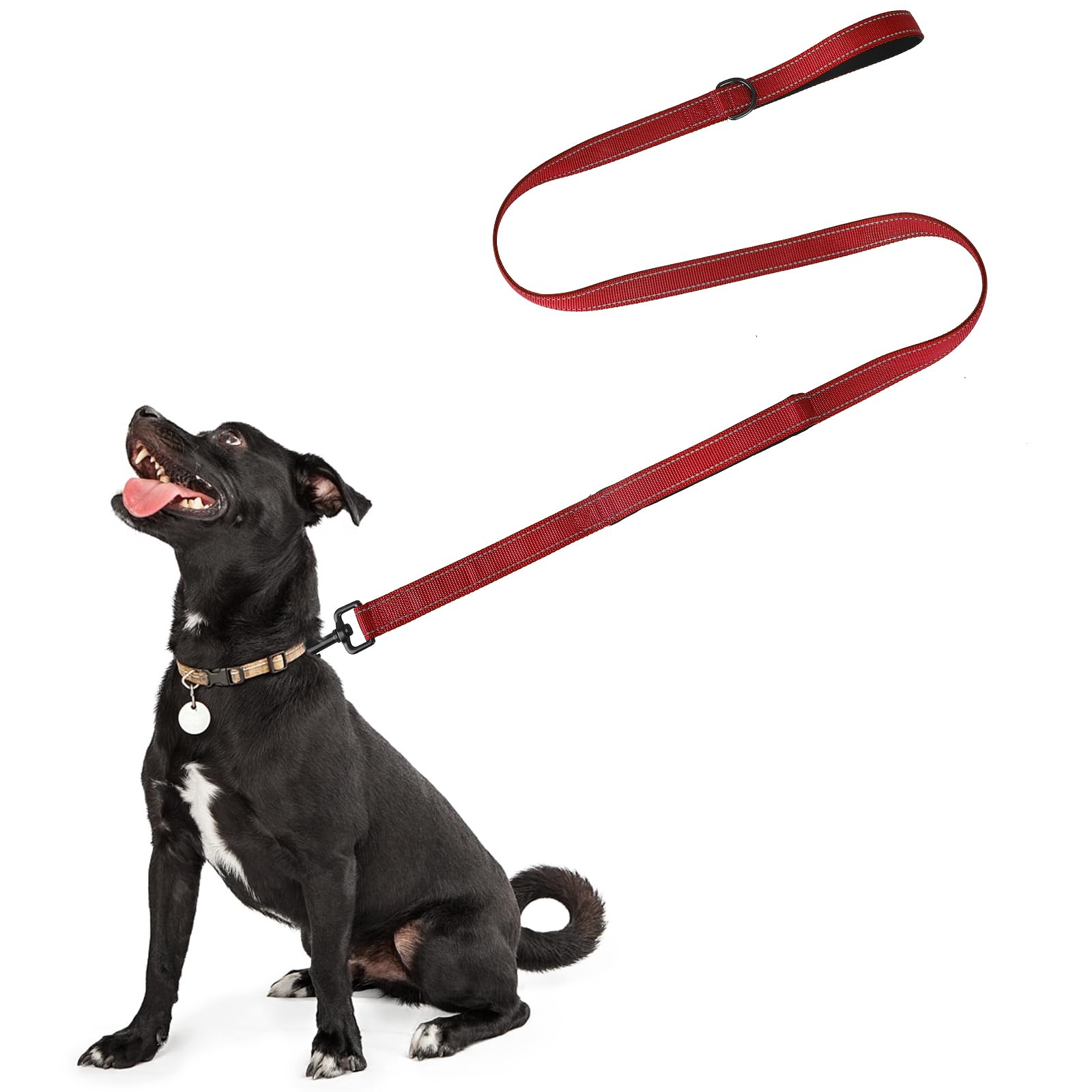 Strong Dog Lead - 1.5m Heavy Duty Nylon Training Leash with Close Control Handle, Reflective Design (Red) for Large & Medium Dogs