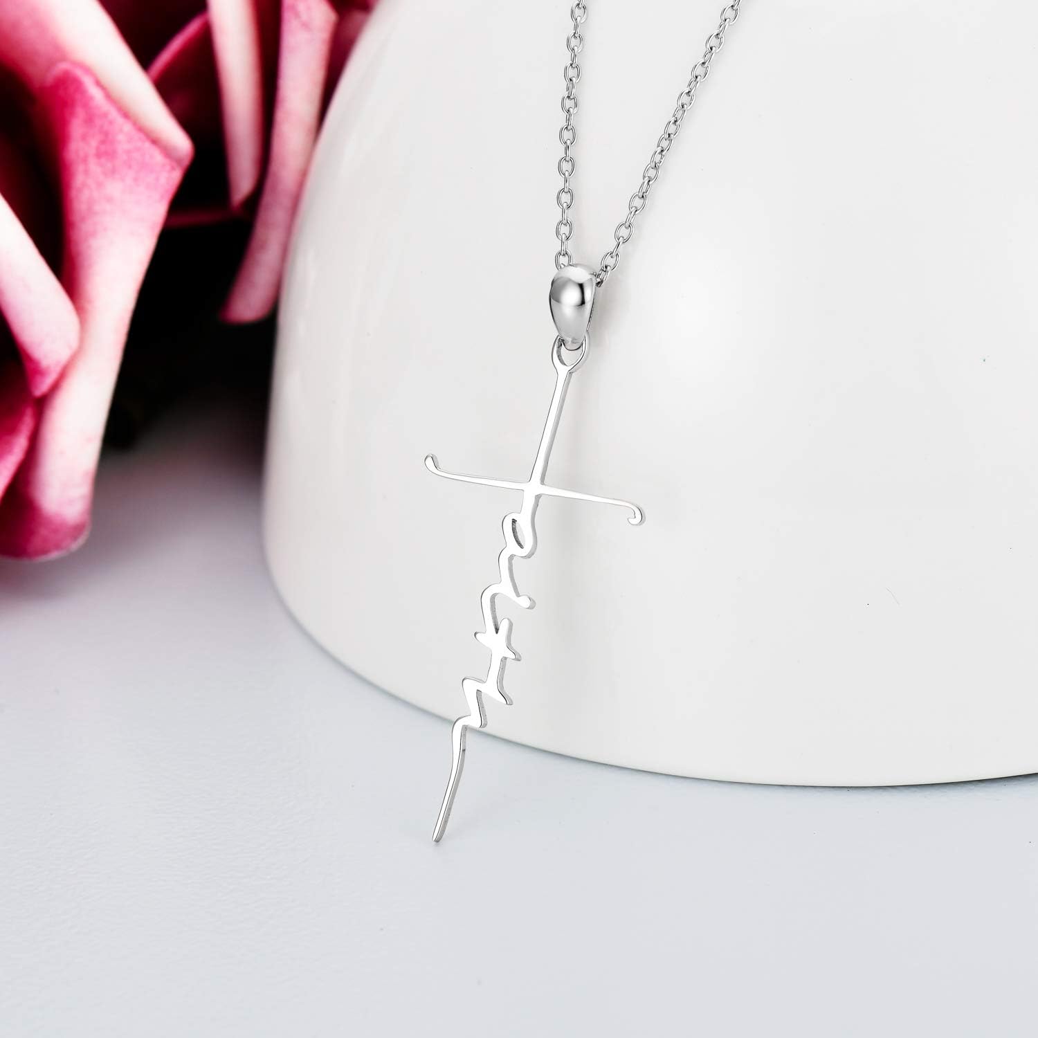 Cross Necklace for Women 925 Sterling Silver Crucifix Pendant Christian Cross Jewelry for Women Men - Image 2