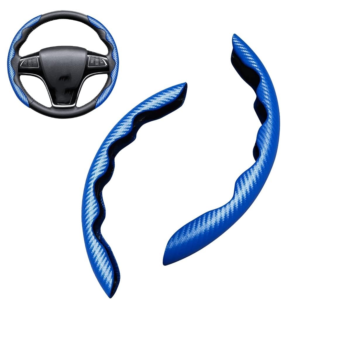 Car Steering Wheel Cover for Skoda Slavia Concept 2020-2020, Anti-Skid Breathable Segmented Steering Wheel Protector Car Interior Accessories,Blue