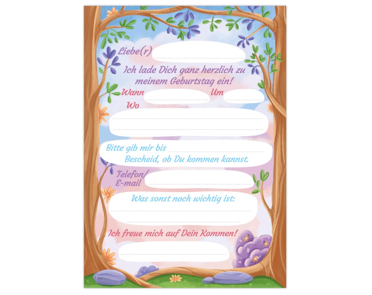 12 Biglietti Invito Per 7° Compleanno Bambina Con Cavallo | Set Con Buste Autoadesive E Vernice UV