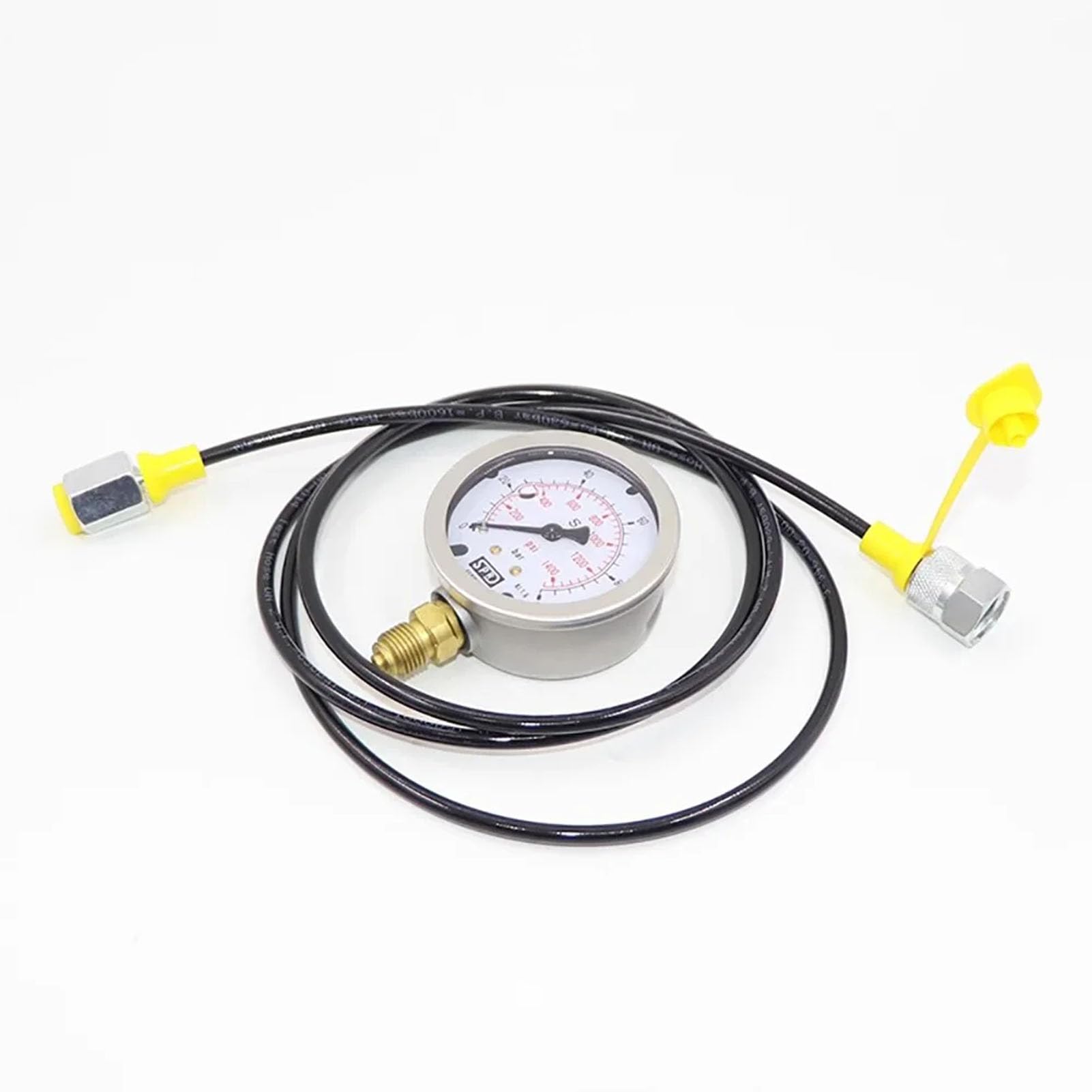 Toplionace Manómetro de Prueba de Presión Hidráulica para Excavadoras de 0 a 600 Bar con Manguera de 1,5 M | Medidor de Presión para Bombas de Maquinaria Pesada | Escala Radial Doble