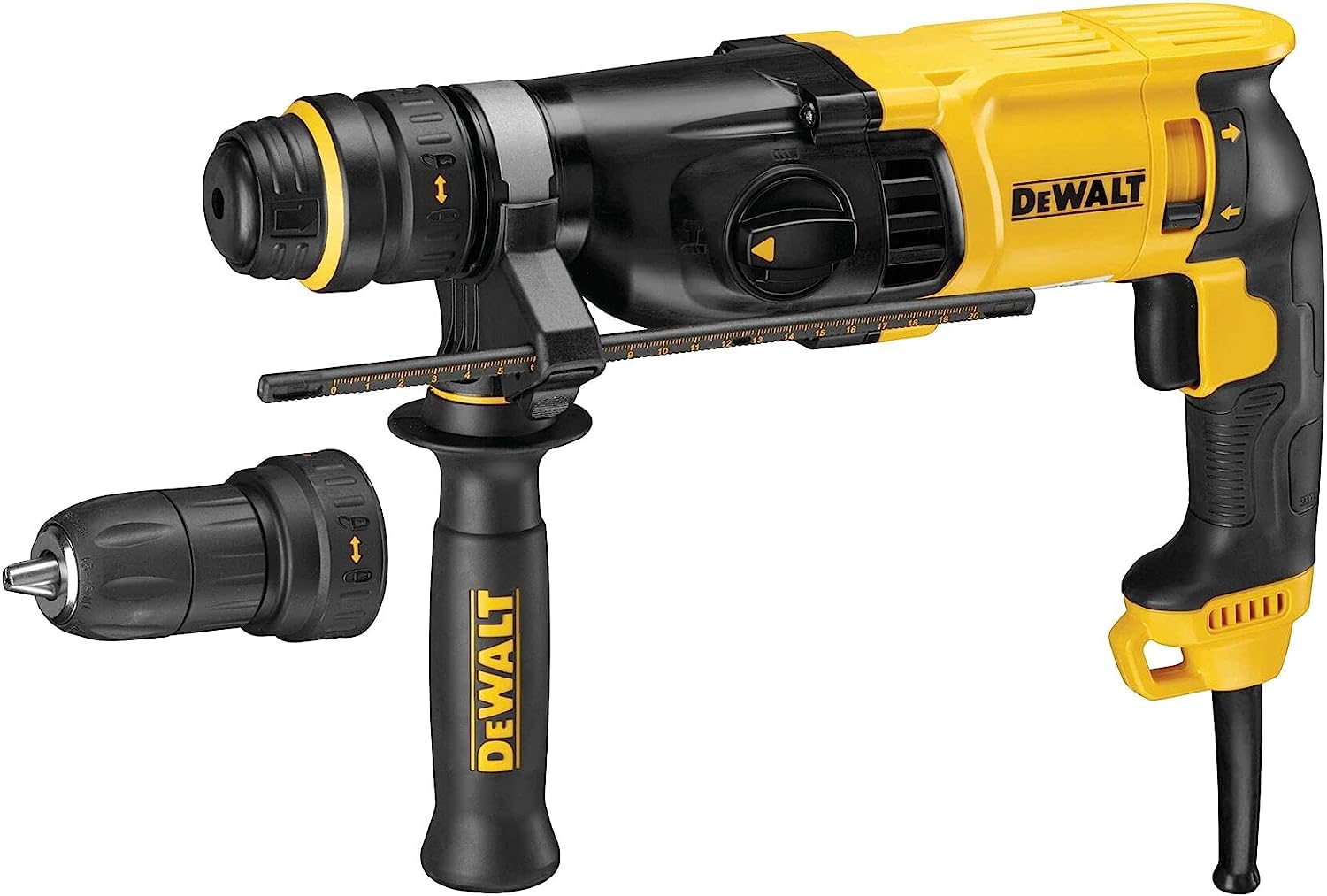 DEWALT Marteau Perforateur Filaire 2,8J - Capacité de Perçage 24 mm Béton, 13 mm Métal et 30 mm Bois - 3 Modes - Fonctionnement
