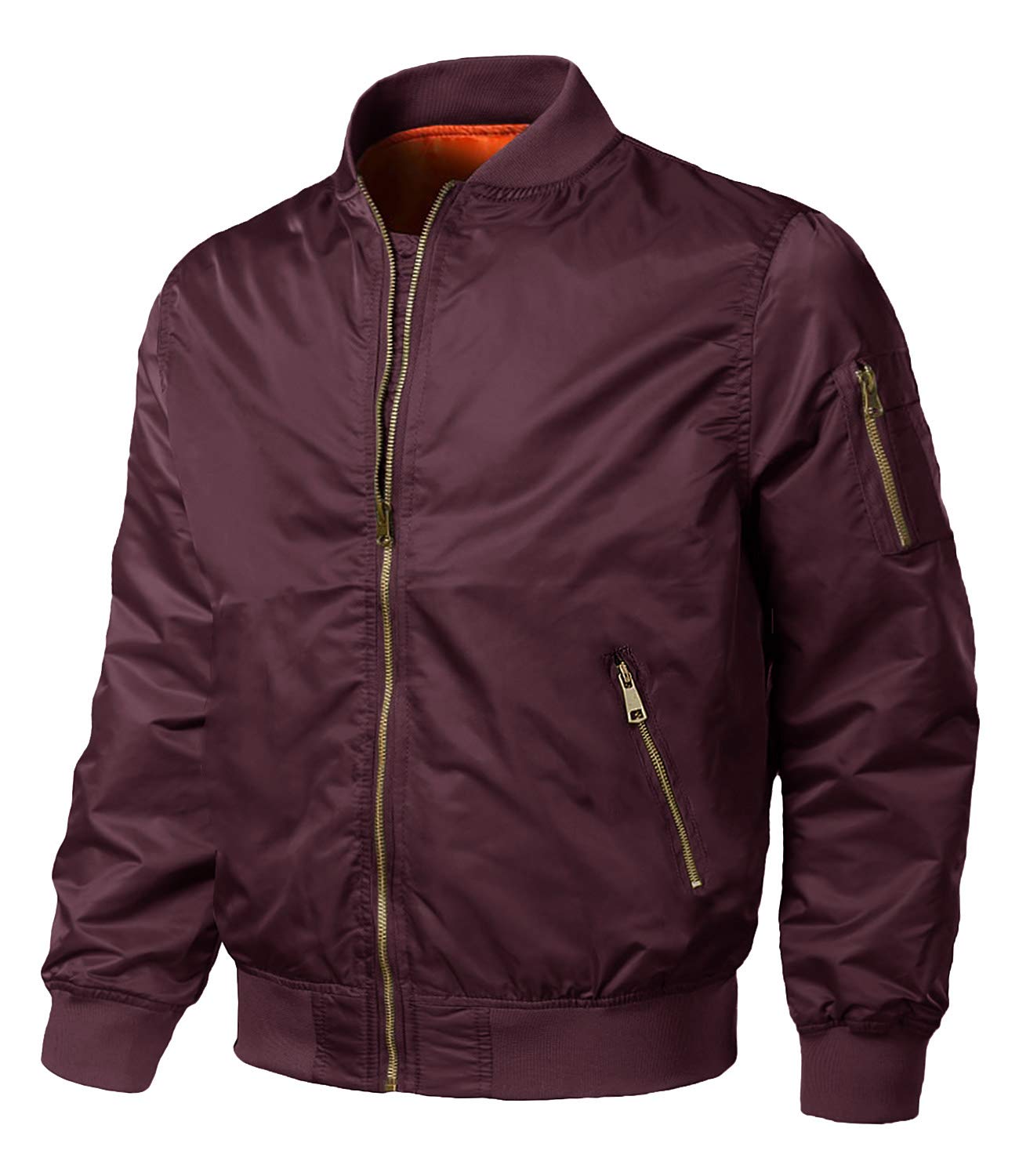 EKLENTSON Men's Softshell Bomber Jacket Casual College Varsity Jacket Windbreaker Pilot Coat Wind Red