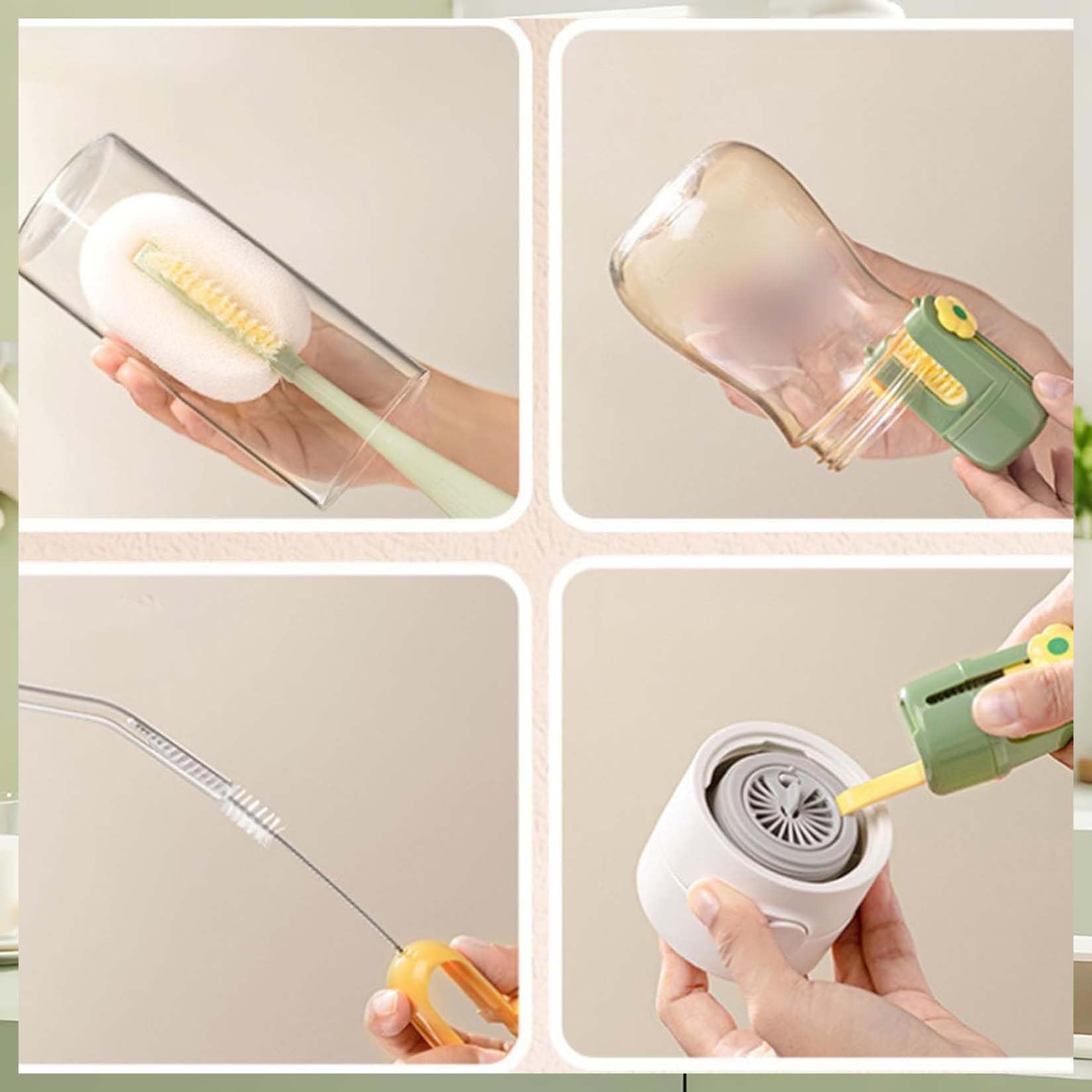 Juego de cepillos de limpieza de botellas 5 en 1, limpiador multifuncional reutilizable para botellas de agua, juego de limpiador portátil de viaje para botellas de agua, tazas, tapas y pajitas (2