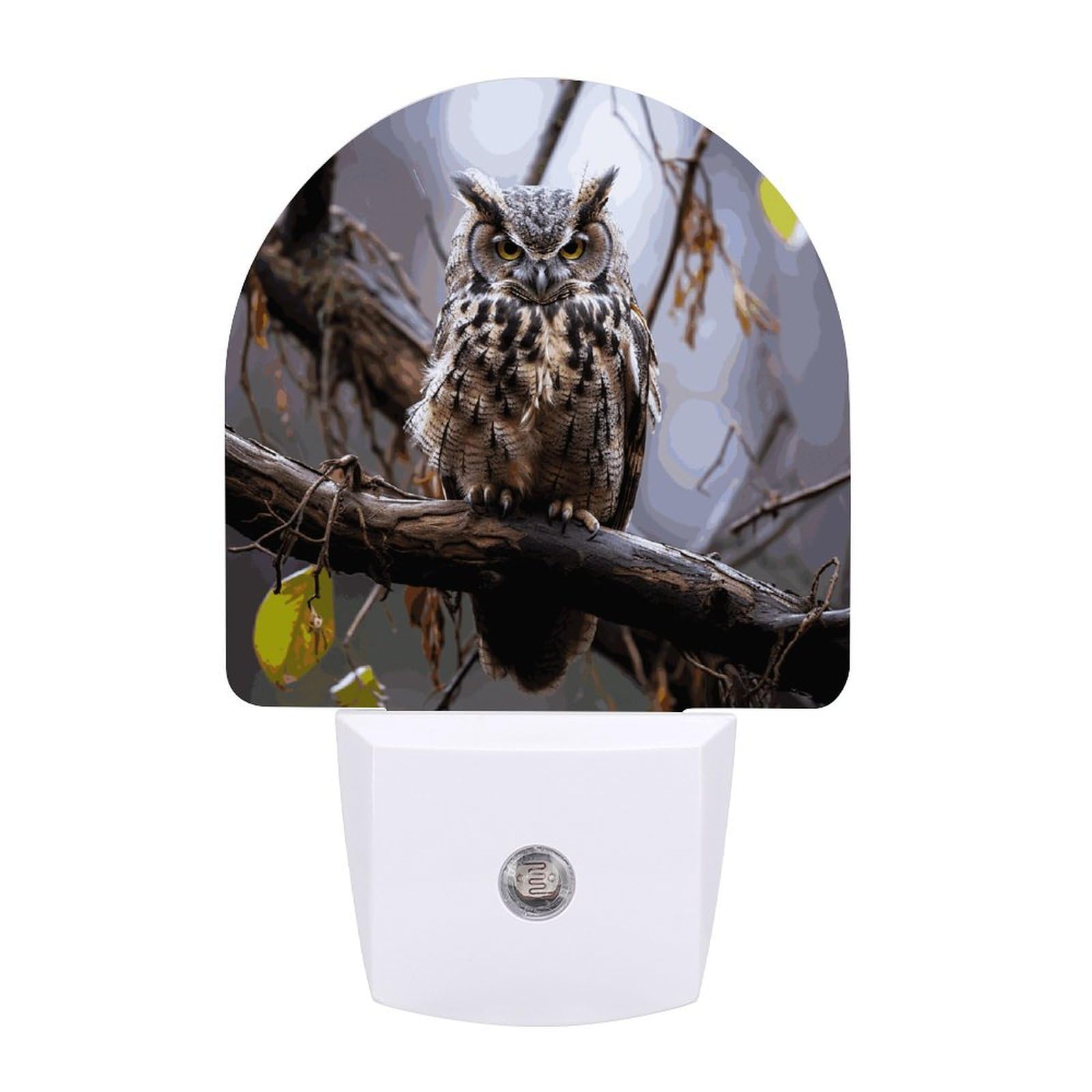 LDGSUPH - Owl on a branch LED night light with 0.5W smart night light sensor, plug-in night light, dusk to dawn sensor, energy saving small lights, light