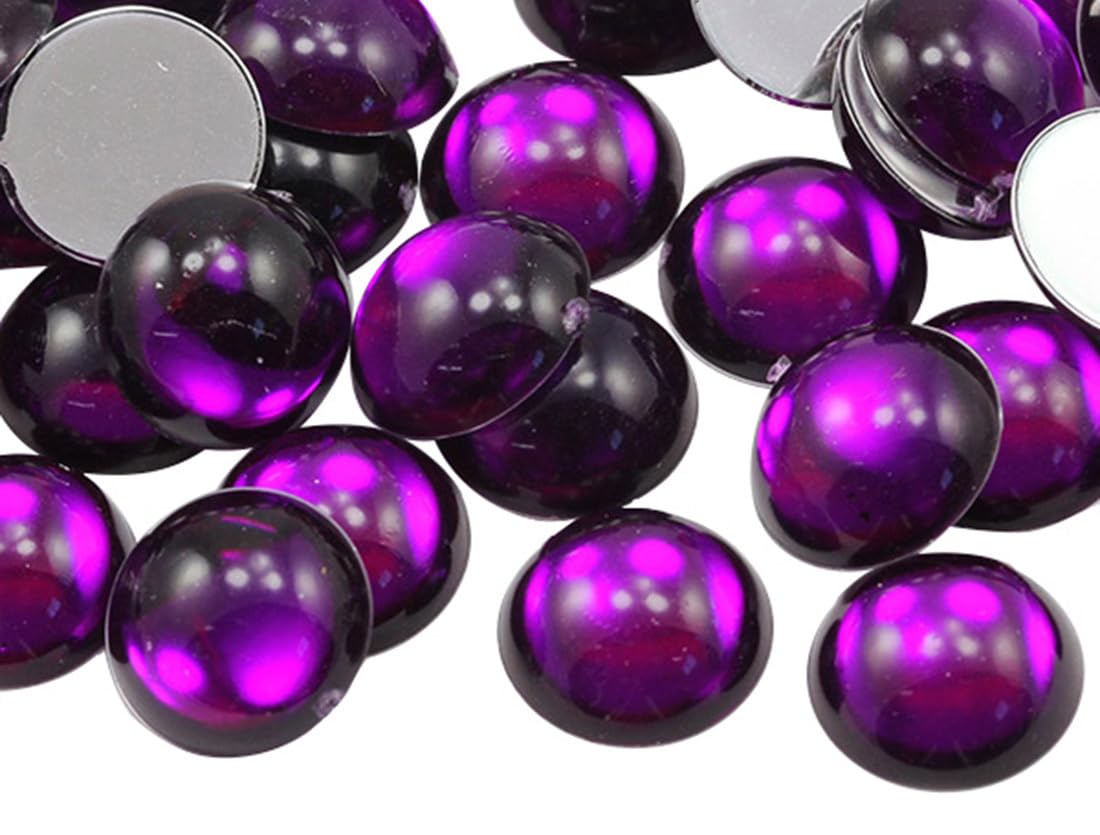 Allstarco Purple Amethyst .Nat02 18Mm Round Flat Back Acrylic Cabochons Plastic Gems For Crafts Costume Embelishments Card Making Jewels Jewelry Making Cosplay Jewels - 30 Pieces