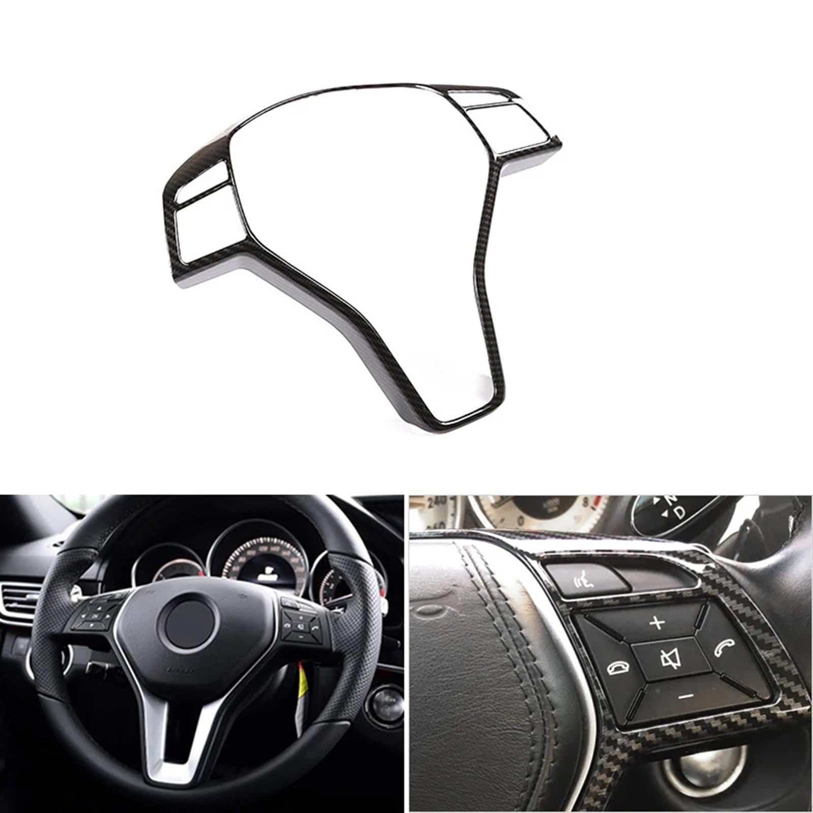 Car Steering Wheel Panel Frame Cover Trim Fit For Mercedes Benz B E CLA GLA GLK Class W212 W246 W117 W207 W218 X156 Osłona ramy kierownicy(Carbon Texture)