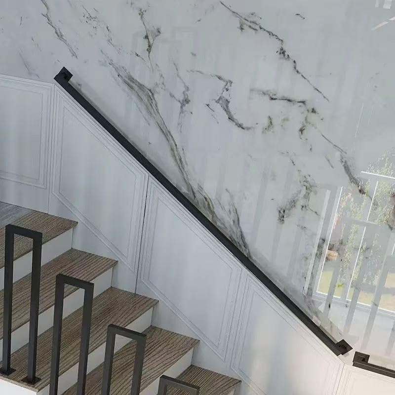 Barandilla de escalera cuadrada con soportes de barra de seguridad y perfil moderno