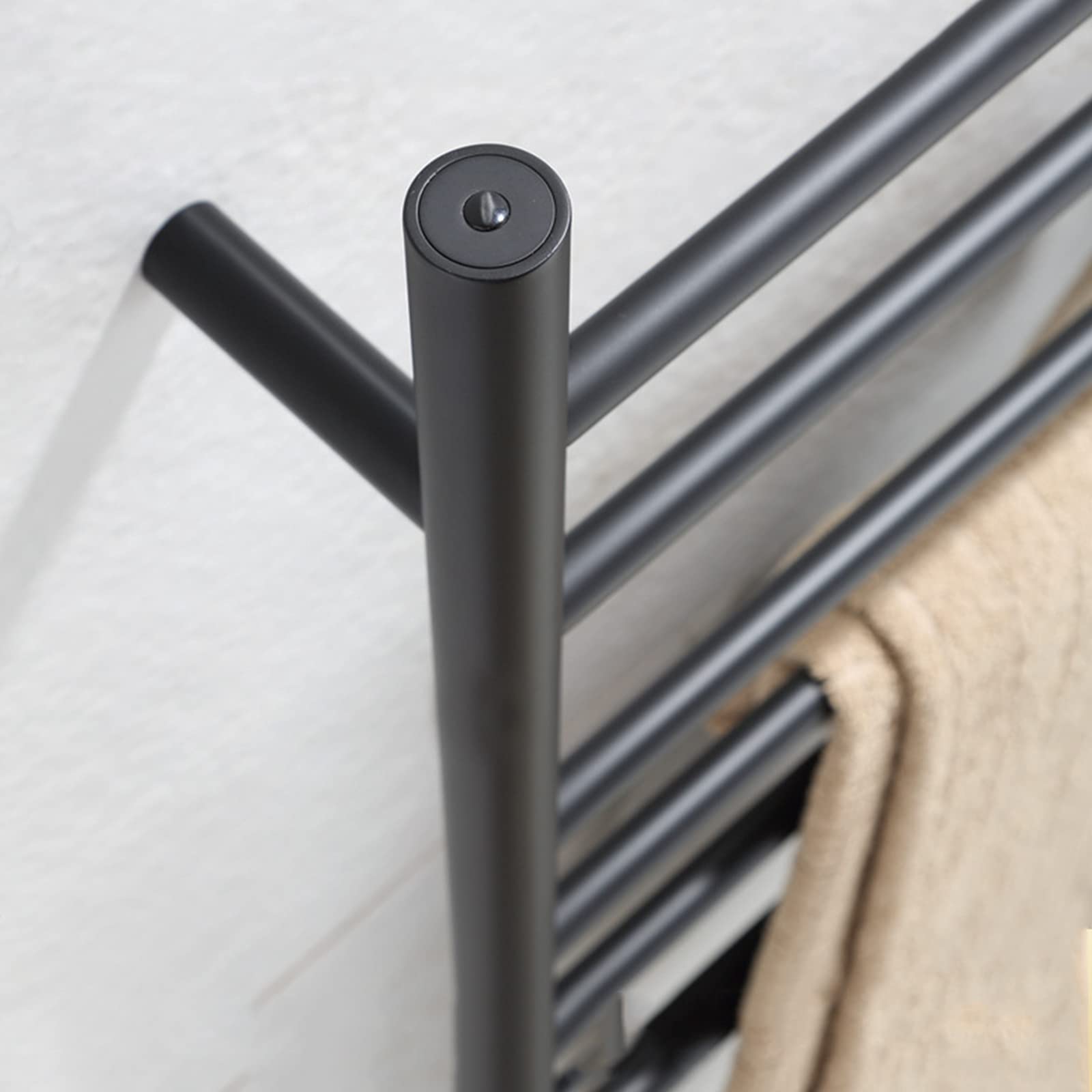 ZQFIDFYR Towel Warmer Drying Rack Matte Black Electric Heated Towel Rack 8 Bar Wall Mounted 304 Stainless Steel Constant Temperature Heated Towel Rail for Bathroom (Plug in)