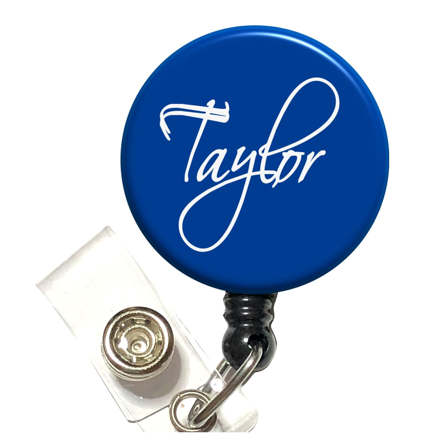 Script Font Badge Reel (10 Colors) - Retractable Lanyard Id Holder Personalized with Name, Monogram, Occupation Title - Hospital Nurse Gift