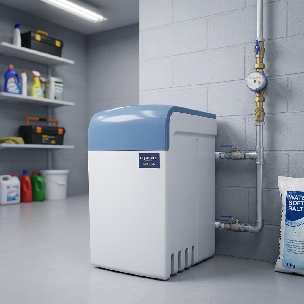 Suinga DÉCALCIFIANT AGUAPLUS 15 litres, Détartrant hydraulique compact avec des performances élevées et un minimum d'espace occupé., capacité pour 6 personnes ou 2 salles de bains, mesures 60x35x62 cm