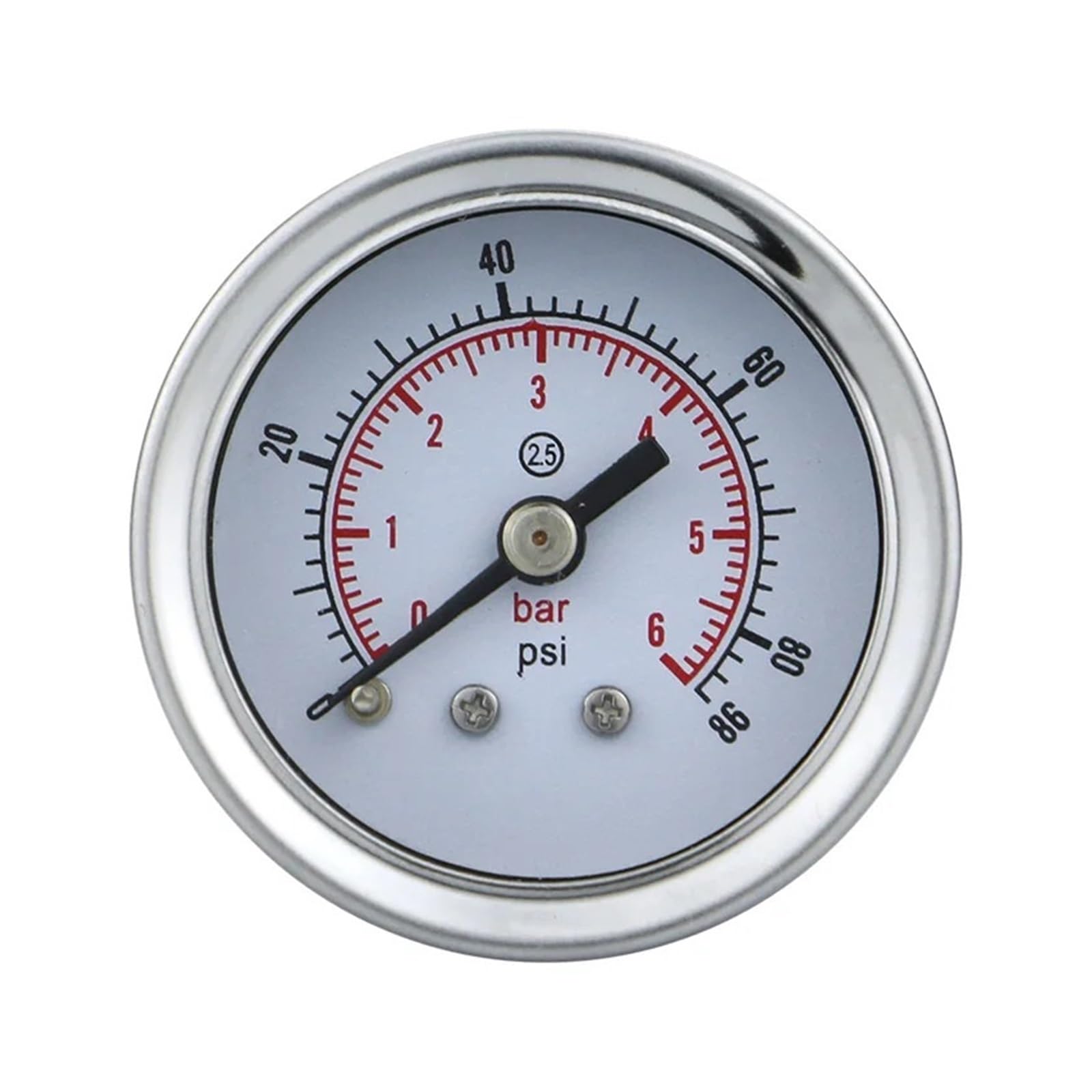 Manometr suchy Manometr próżniowy 40 mm (1-1/2") z przyłączem tylnym (osiowym) i obudową ze stali nierdzewnej, mosiężną uszczelką wodno-gazową (BSPT(ZG) 1-8,0-4bar)