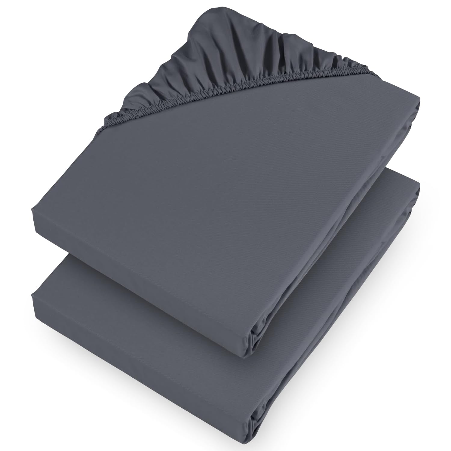 Aspire Homeware Single Fitted Bed Sheets 2 Pack 25 Cm Deep Pocket 10 Inch Charcoal Bottom Sheet - Soft & Breathable Fitted Bedsheet Brushed Microfiber Shrinkage and Fade Resistant — image 1