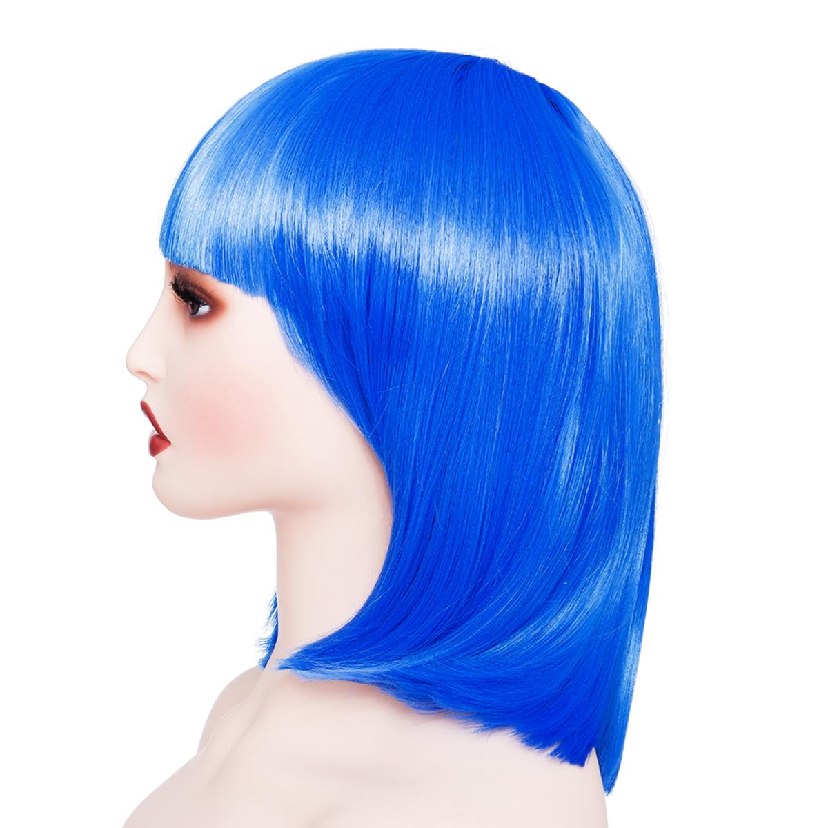 Yamel Coraline Wig Blue Bob Wig with Bangs 11 Inches Short Straight Synthetic Hair Costume Party Cosplay Halloween Wigs for Women Adult - Image 3