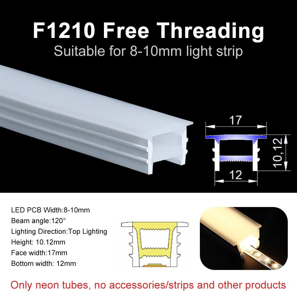 3 Meter langer, schneidbarer LED-Neon-Silikonkanal for Lichtbänder – langlebig und(White,F1210)